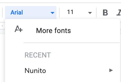 Add fonts to your document in Google docs.